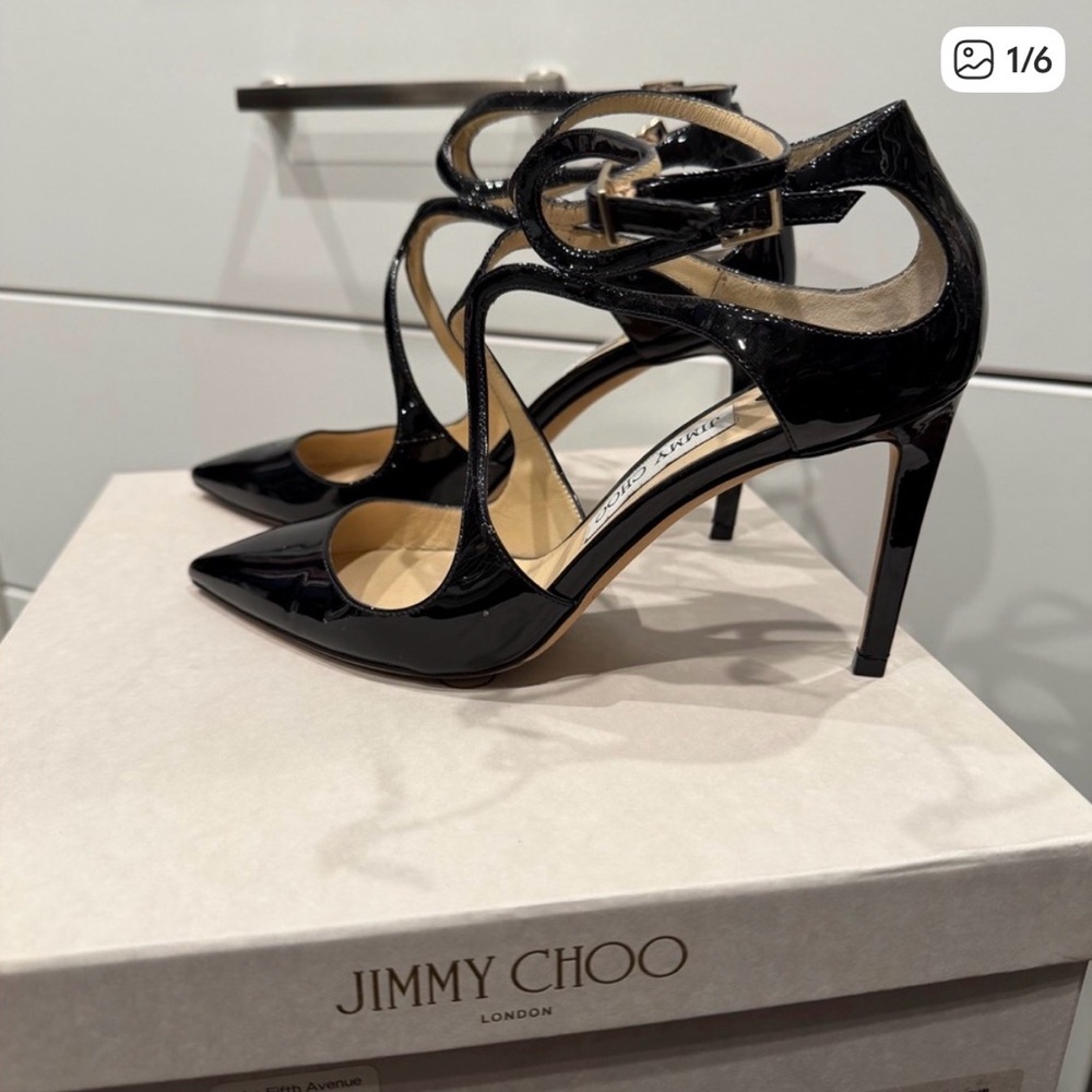 Jimmy Choo Black Lancer Patent Leather Pumps